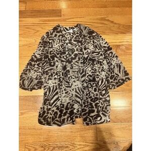 Chico's Travellers Cardigan Women's XL Animal Print Button Front Slinky Stretch